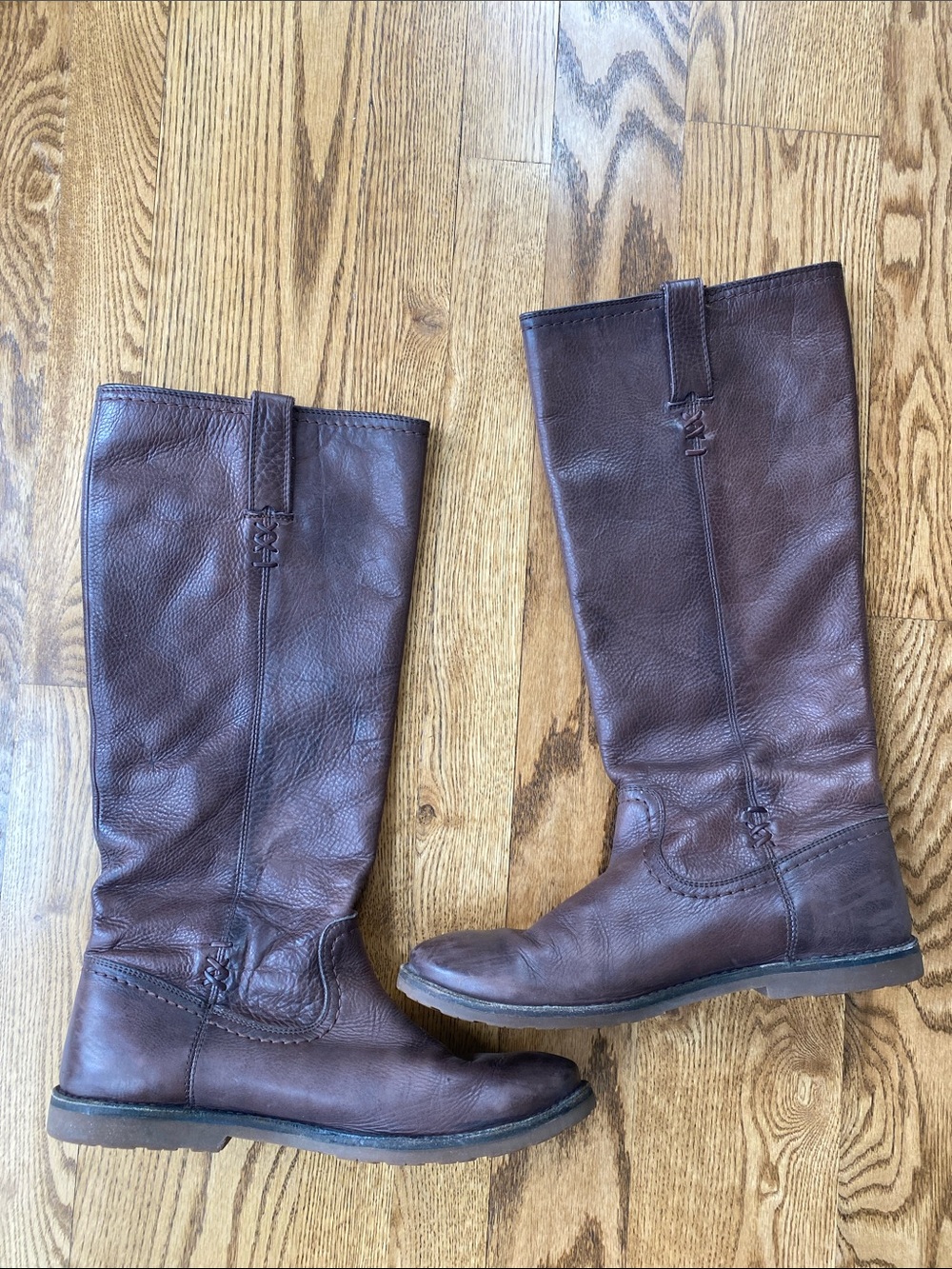 Frye size 10 Celia X stitch tall riding boots dark brown leather pull on - Picture 3 of 16